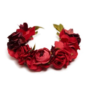 Wianek na opasce Flower Crown - RED / MAROON