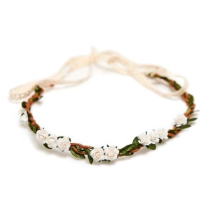 Wianek na rzemyku Little Roses - IVORY
