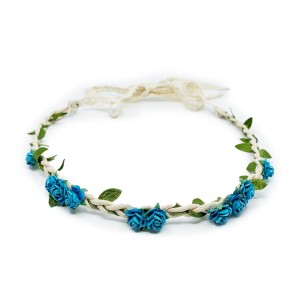 Wianek na rzemyku Little Roses - TURQUOISE