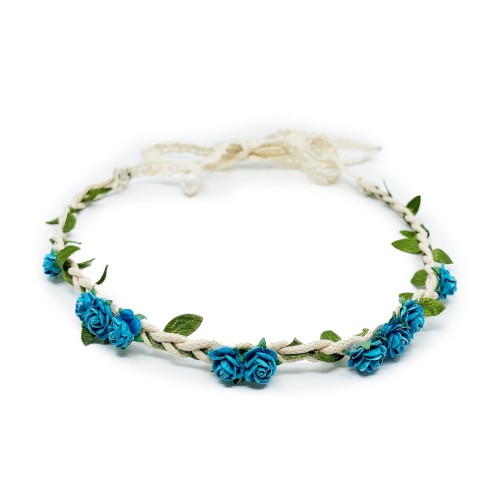 Wianek na rzemyku Little Roses - TURQUOISE.jpg