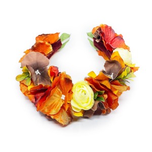 Wianek na opasce Flower Crown - ORANGE / BROWN