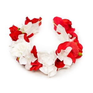 Wianek na opasce Flower Crown - WHITE / RED 